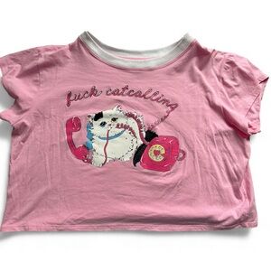 F*** CATCALLING crop tee by Chrissa Sparkles cat graphic feminist top 2X